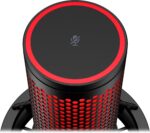 Mikrofonas HyperX QuadCast 2, juodas, matomas iš šono su apšvietimu