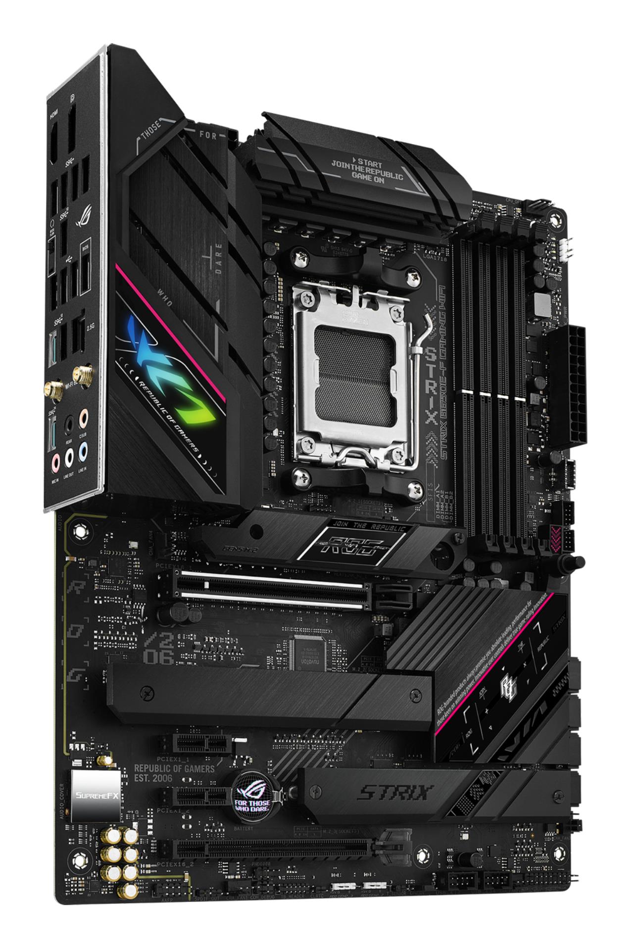 1f645082-f43c-4a2a-a3e3-ea92c38870a1 Mainboard ASUS AMD B650 SAM5 ATX Memory DDR5 Memory slots 4 2xPCI-Express 4.0 1x 1xPCI-Express 4.0 16x 1xPCI-Express 5.0 16x 3xM.2 1xHDMI 1xDisplayPort 4xUSB 2.0 6xUSB 3.2 2xUSB-C 1xRJ45 5xAudio port STRIXB650E-FGAMINGWIFI