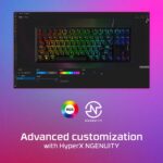 Klaviatūra HyperX Alloy Origins Core, juoda, iš arti rodo klavišus ir jungiklius