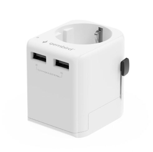 Gembird TPA-EU2A12-01-W kelioninis maitinimo adapteris, 12W, baltas