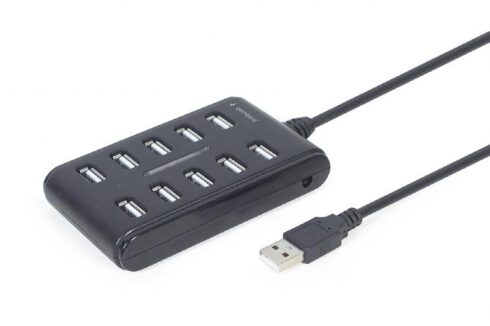 I/O HUB USB2 10PORT su 10 USB 2.0 prievadų, juodas
