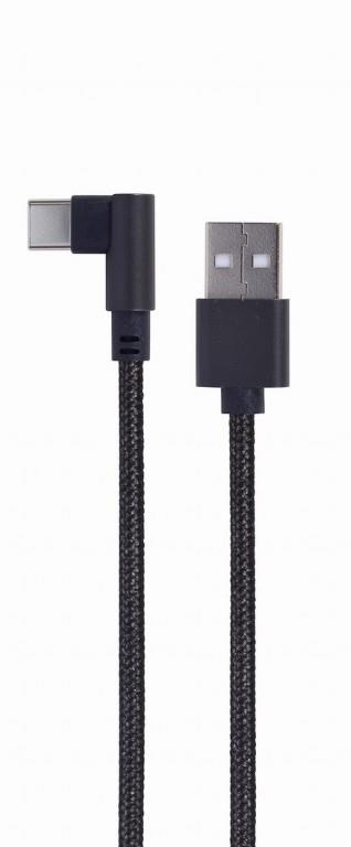 USB2 į USB-C kampinis laidas, 0.2 m, juodas