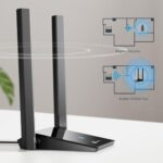Adapterio USB Archer TX20U Plus su matomu priekiniu kampu ir jungtimis