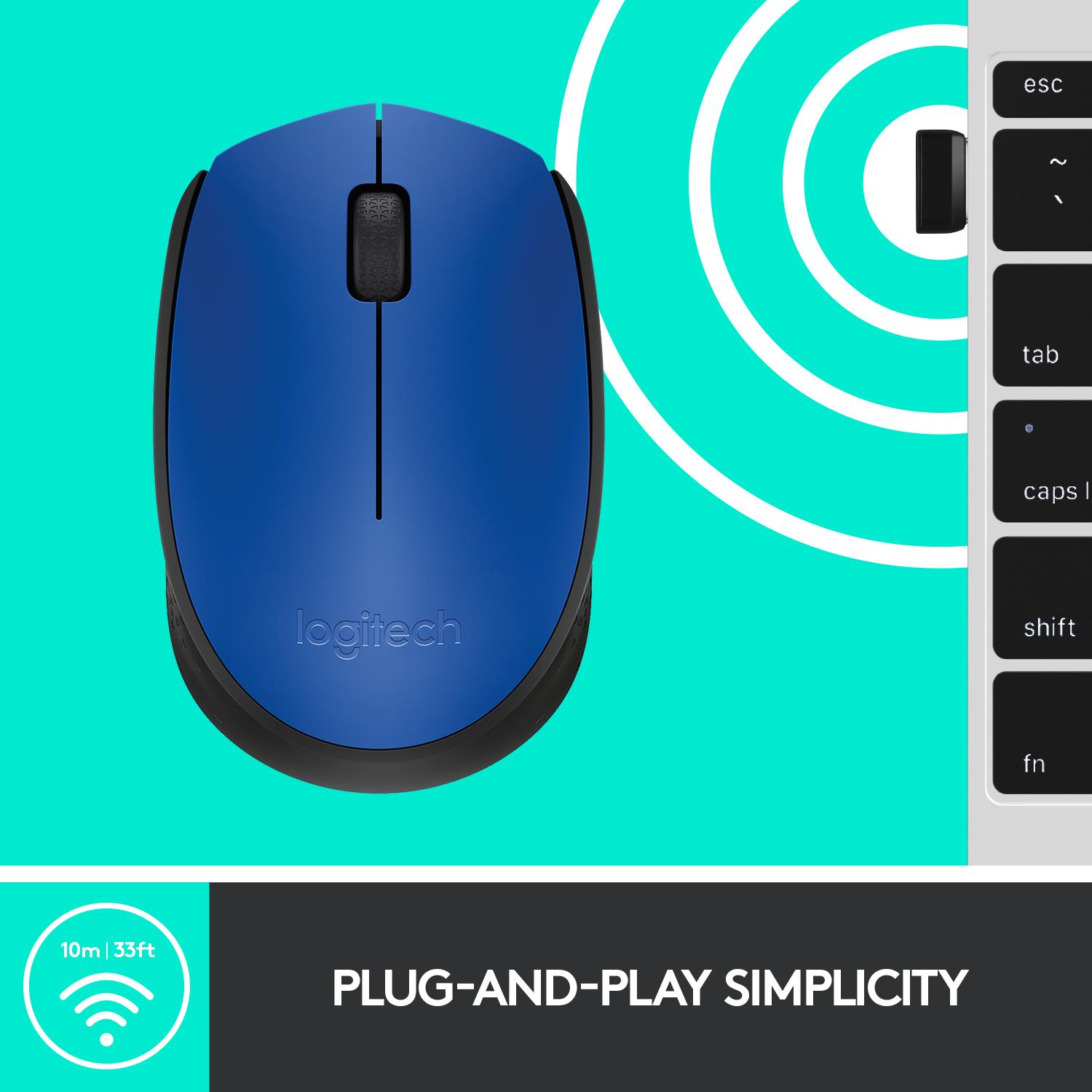27993743-9086-4a85-8c6e-416a22e5f8a1 MOUSE USB OPTICAL WRL M171/BLUE 910-004640 LOGITECH