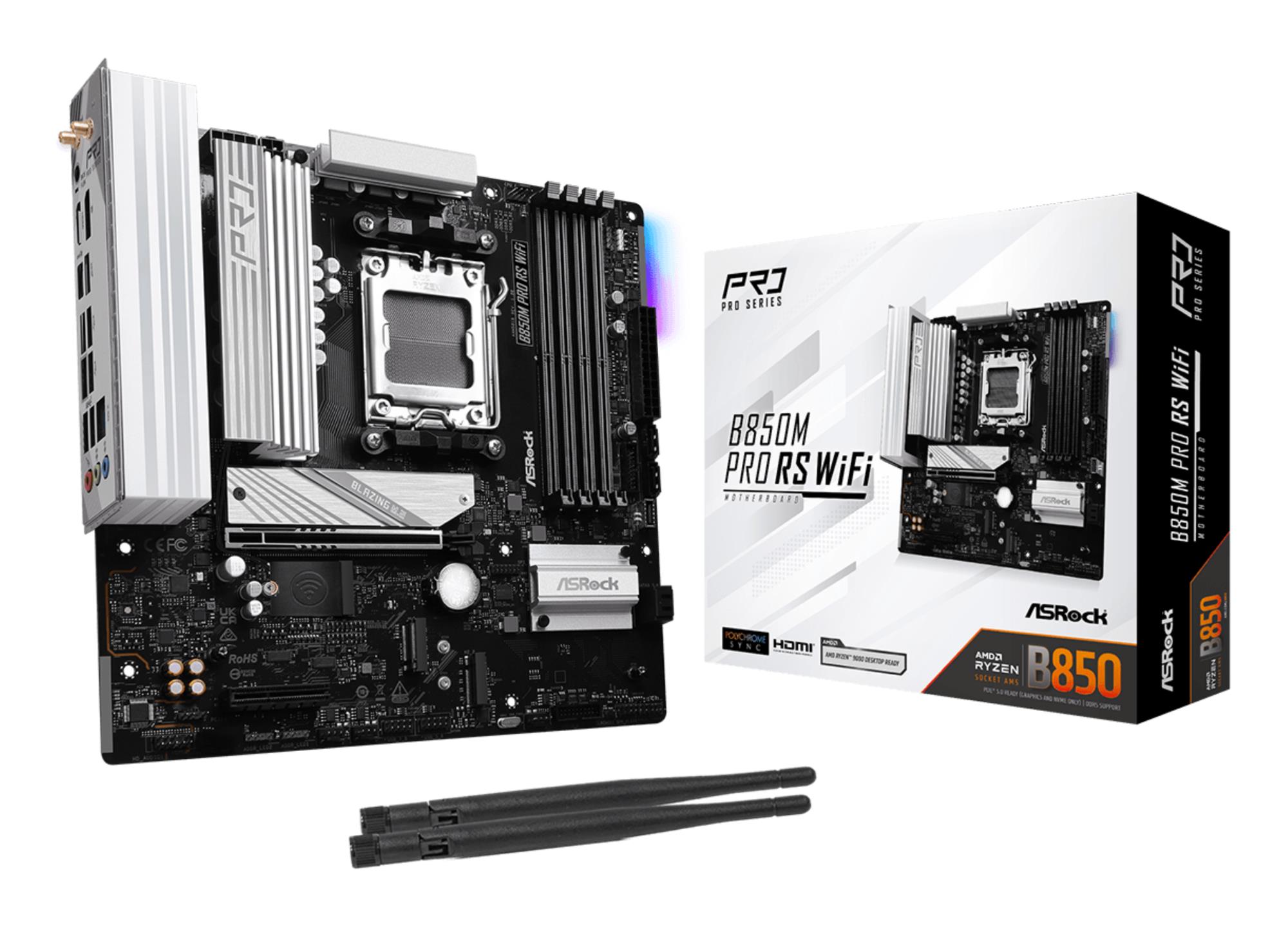 2bb5801b-06fd-4999-8de9-08fc452a9526 ASROCK B850M PRO RS WIFI Micro-ATX motininė plokštė su DDR5 atmintimi