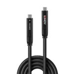 USB-C laidas LINDY 10m, artimas vaizdas, rodo jungtis ir medžiagą