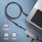 USB-C prailginimo laidas 0.5m, matomas iš šono su jungtimis