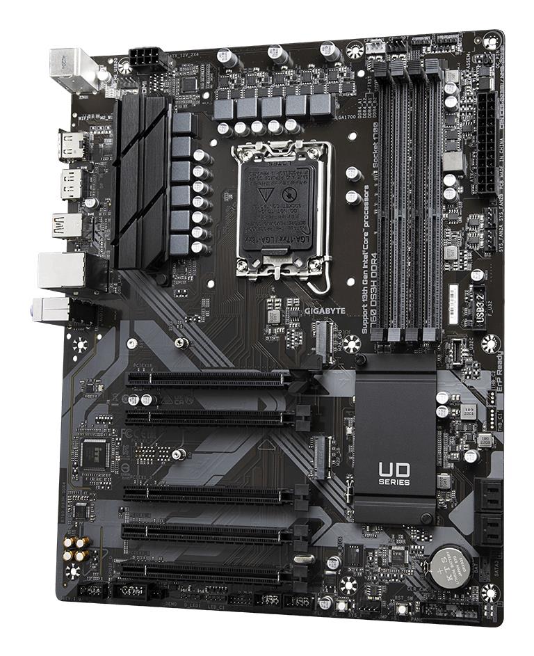 300da6f3-0356-4564-a5a1-7b02bd491efe Mainboard GIGABYTE Intel B760 Express LGA1700 ATX Memory DDR4 Memory slots 4 4xPCI-Express 3.0 1x 1xPCI-Express 4.0 16x 2xM.2 1xHDMI 1xDisplayPort 4xUSB 2.0 1xUSB 3.2 1xUSB-C 1xPS/2 1xRJ45 3xAudio port B760DS3HDDR4