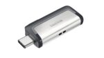 USB-C atmintinė SanDisk 128GB, šoninis vaizdas su slidžiu korpusu