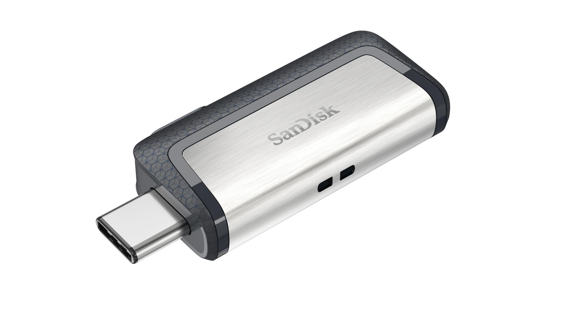 3127be15-77ac-4c09-94f3-f5fabdc34340 USB-C atmintinė SanDisk 128GB, šoninis vaizdas su slidžiu korpusu
