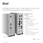 Dokas Club 3D CSV-1568, šoninis vaizdas su prijungtais kabeliais