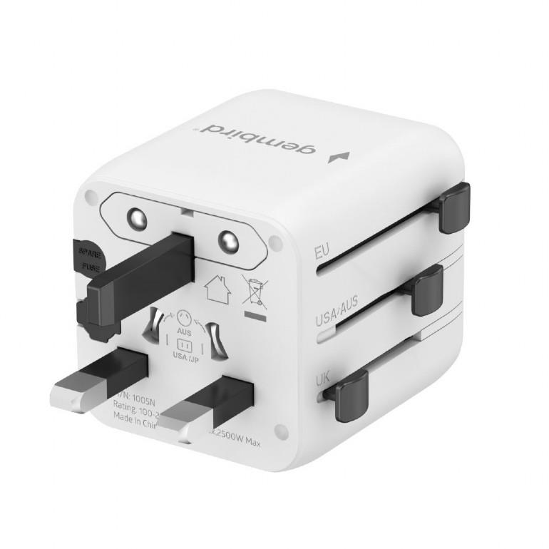 31bcafe7-0fe9-443f-a949-a4a35042ef07 Gembird TPA-INT-01-W Universal travel power adapter, white | Gembird