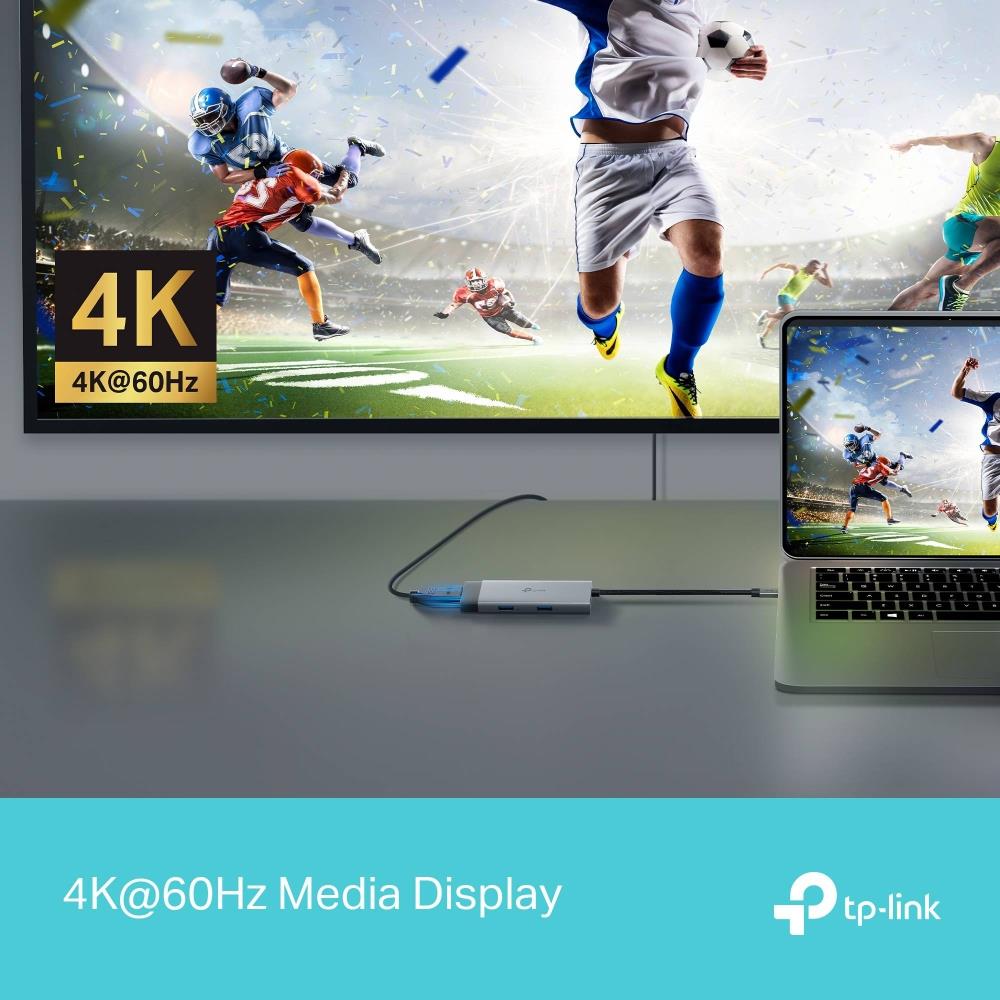 32904425-7d9c-4c80-b9a5-0005393603d5 Adapterio USB-C 5PORT UH5020C priekis su visomis jungtimis ir mygtuku
