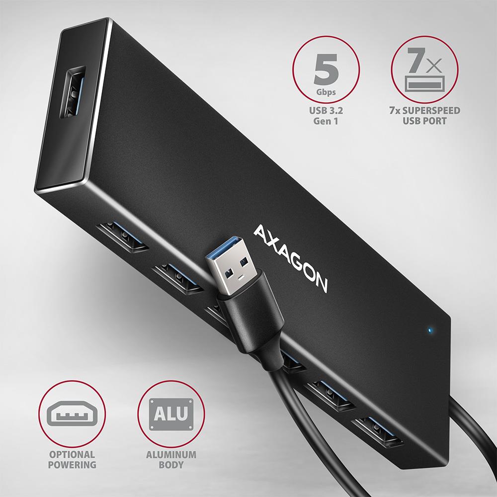333bdccb-d269-4439-b656-505bc7c0375a I/O HUB USB3.2 7PORT FLAT/1M HUE-F7A AXAGON