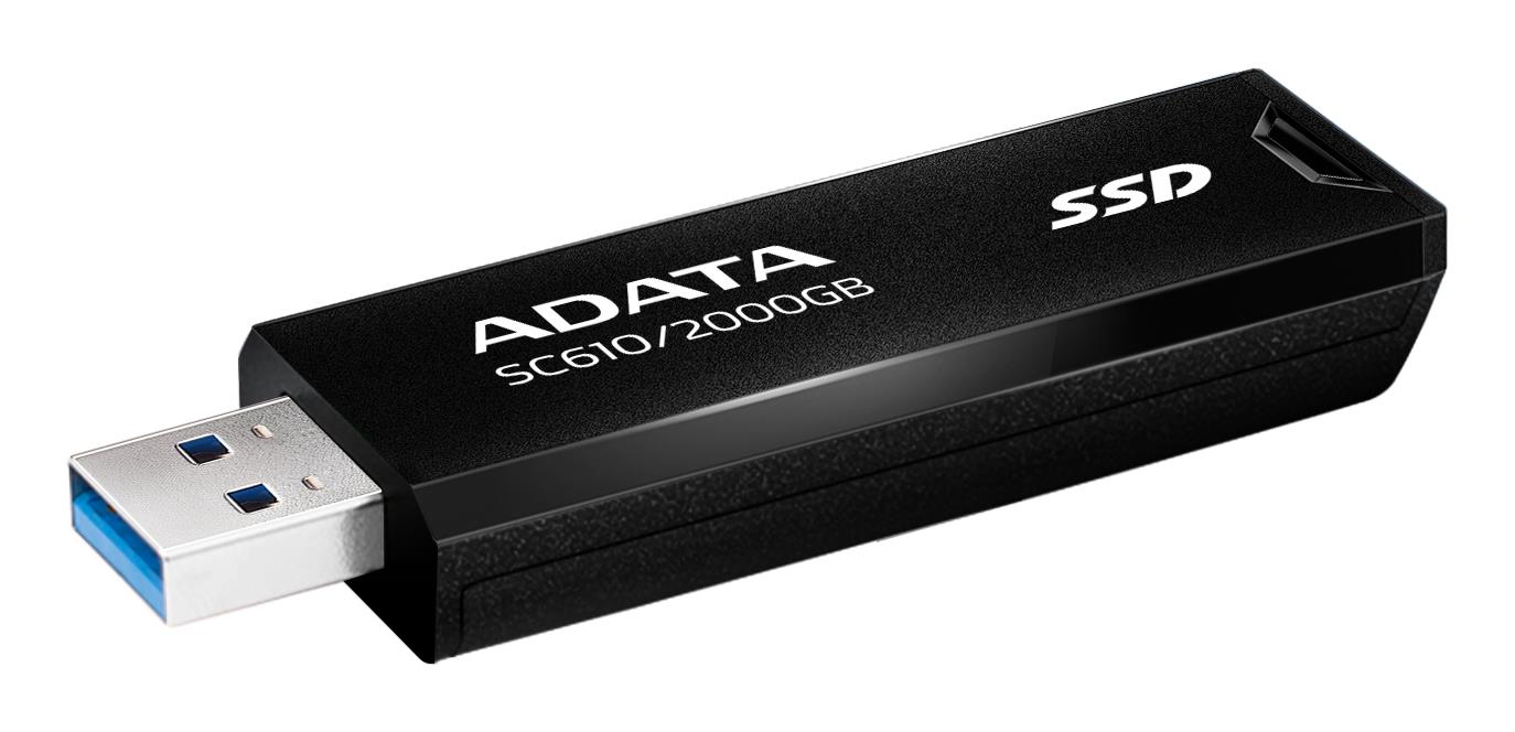 33492e7f-b8d1-4eb6-9186-61ad10c55e58 External SSD ADATA SC610 2TB USB 3.2 Write speed 500 MBytes/sec Read speed 550 MBytes/sec SC610-2000G-CBK/RD