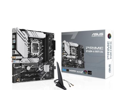 Mainboard ASUS Intel B760 Express LGA1700 Micro-ATX Memory DDR4 Memory slots 4 3xPCI-Express 4.0 16x 2xM.2 2xHDMI 1xDisplayPort 4xUSB 2.0 2xUSB 3.2 1xPS/2 1xRJ45 3xAudio port PRIMEB760M-AWIFID4