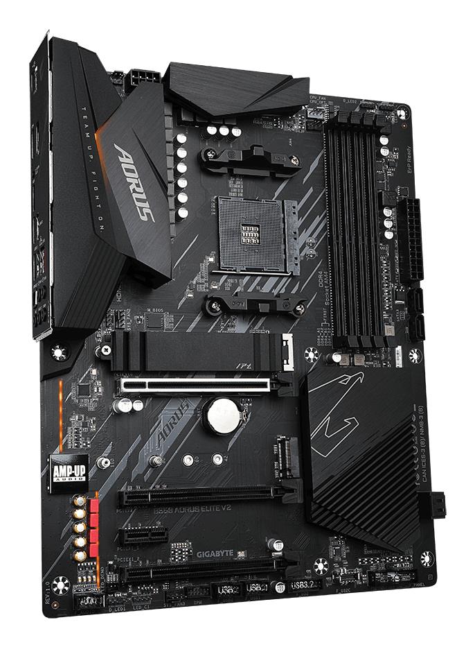 3767b088-190f-48c2-8fd6-ad7277fb6012 Mainboard GIGABYTE AMD B550 SAM4 ATX Memory DDR4 Memory slots 4 1xPCI-Express 16x 2xPCI-Express 3.0 1x 1xPCI-Express 3.0 2x 2xM.2 1xHDMI 1xDisplayPort 2xUSB 2.0 5xUSB 3.2 1xOptical S/PDIF 1xRJ45 5xAudio port B550AORUSELITEV21.5