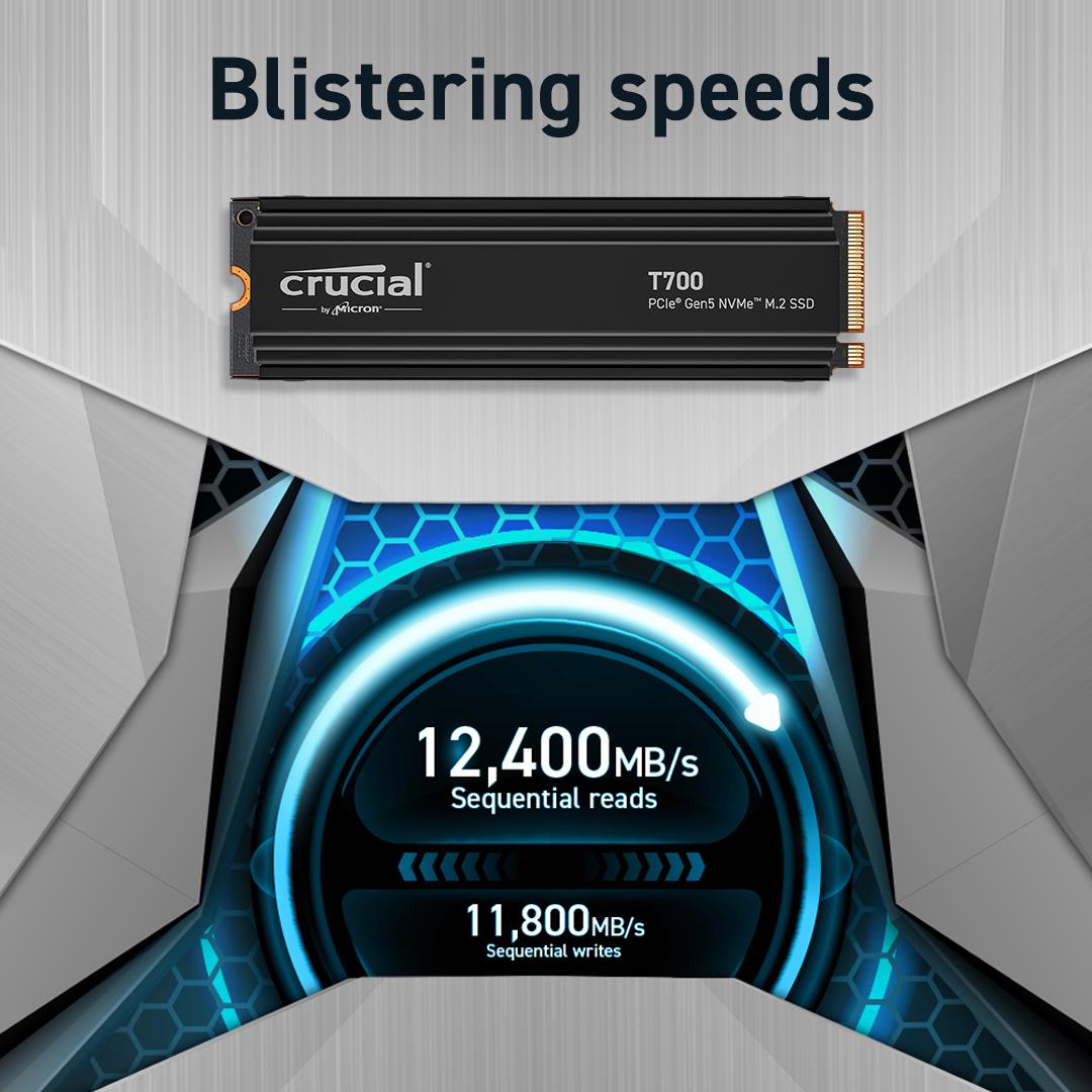 SSD CRUCIAL T700 2TB M.2 PCIe Gen5 NVMe TLC Write speed 11800 MBytes ...