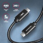 CABLE USB-C TO USB-C 2.5M 240W/BRAID BLK BUCM2-CM25AB AXAGON