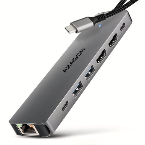 I/O HUB USB-C 7in1 su DUAL 4K ir 15 cm ilgio kabeliu