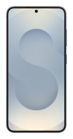 Galaxy S25 mobilusis telefonas, matomas iš šono su ekranu įjungtu