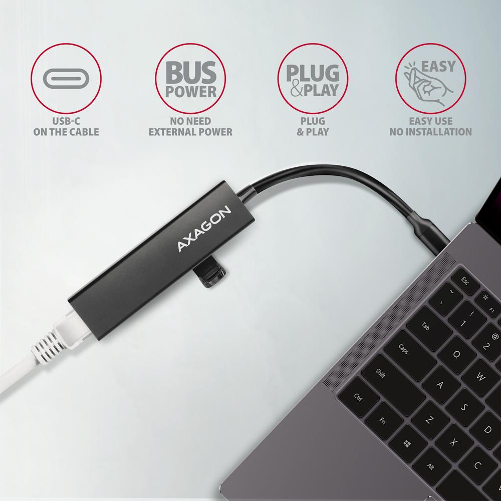 3f9298c6-0f7e-4846-aa1a-3f32dcde3ca6 I/O HUB USB-C 4PORT GLAN/0.2M HMC-GL3A AXAGON