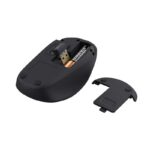 Pelė USB optinė YVI+ juoda, matoma iš šono su mygtukais