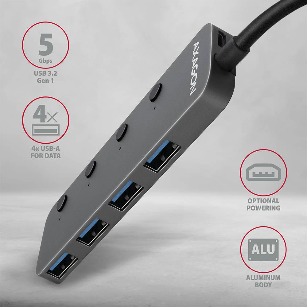 4250acdf-3cd1-4f71-bbd0-9b0d733e549b I/O USB HUB SWITCH 4PORT/0.2M HUE-MSA AXAGON