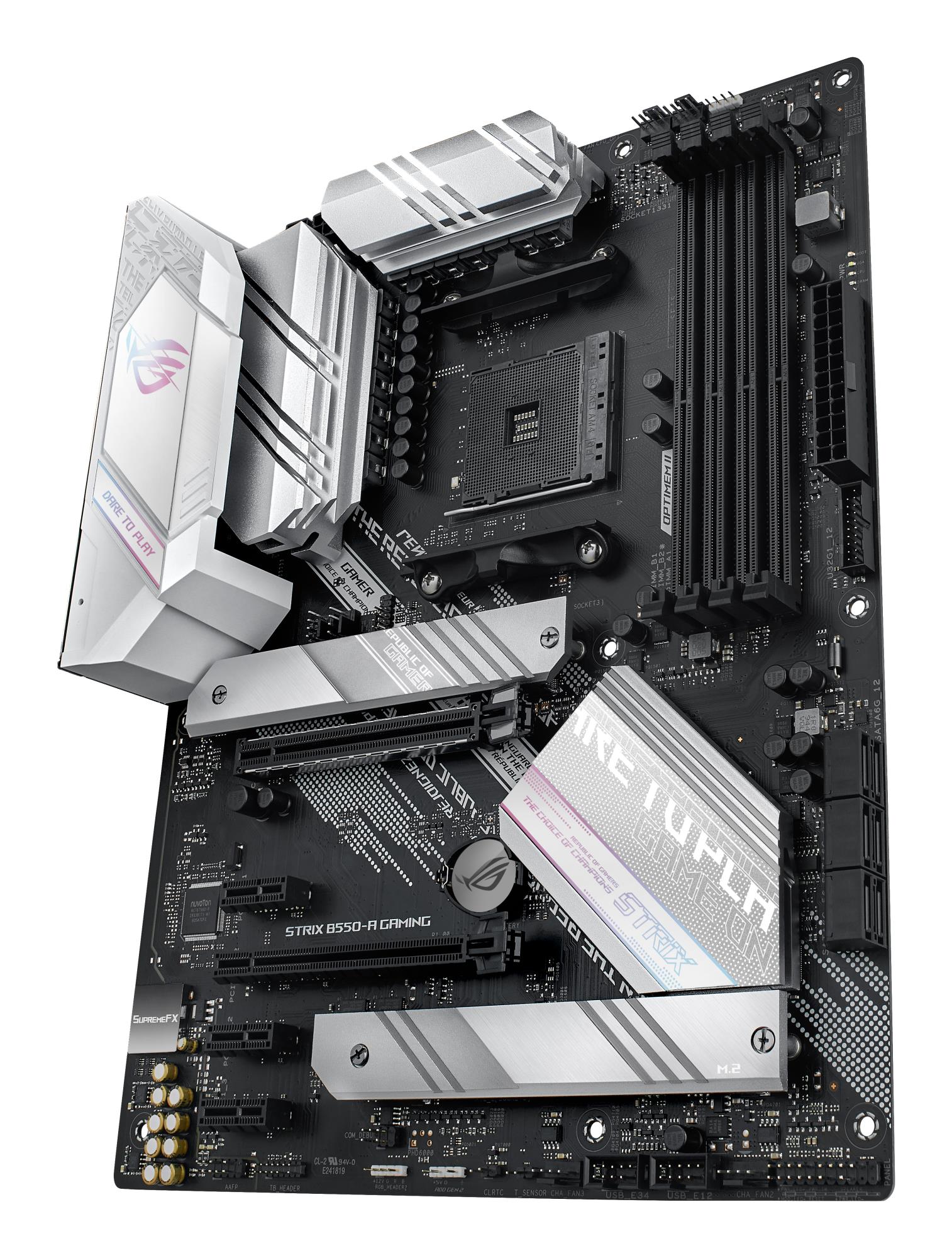 43561f56-ed7a-4b45-a355-418dcf435457 Mainboard ASUS AMD B550 SAM4 ATX 3xPCI-Express 3.0 1x 1xPCI-Express 3.0 4x 1xPCI-Express 4.0 16x 2xM.2 Memory DDR4 Memory slots 4 1xHDMI 1xDisplayPort 2xAudio-In 3xAudio-Out 2xUSB 2.0 1xUSB type C 5xUSB 3.2 1xOptical S/PDIF 1xRJ45 ROGSTRIXB550-AGAMING