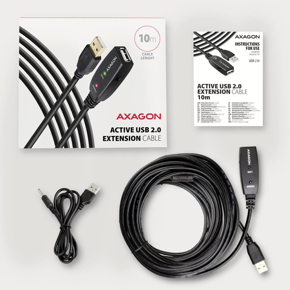 44d6842d-bb87-4bb0-a0fe-0543672df150 CABLE USB2.0 A-M/A-F ACTIVE/10M ADR-210 AXAGON