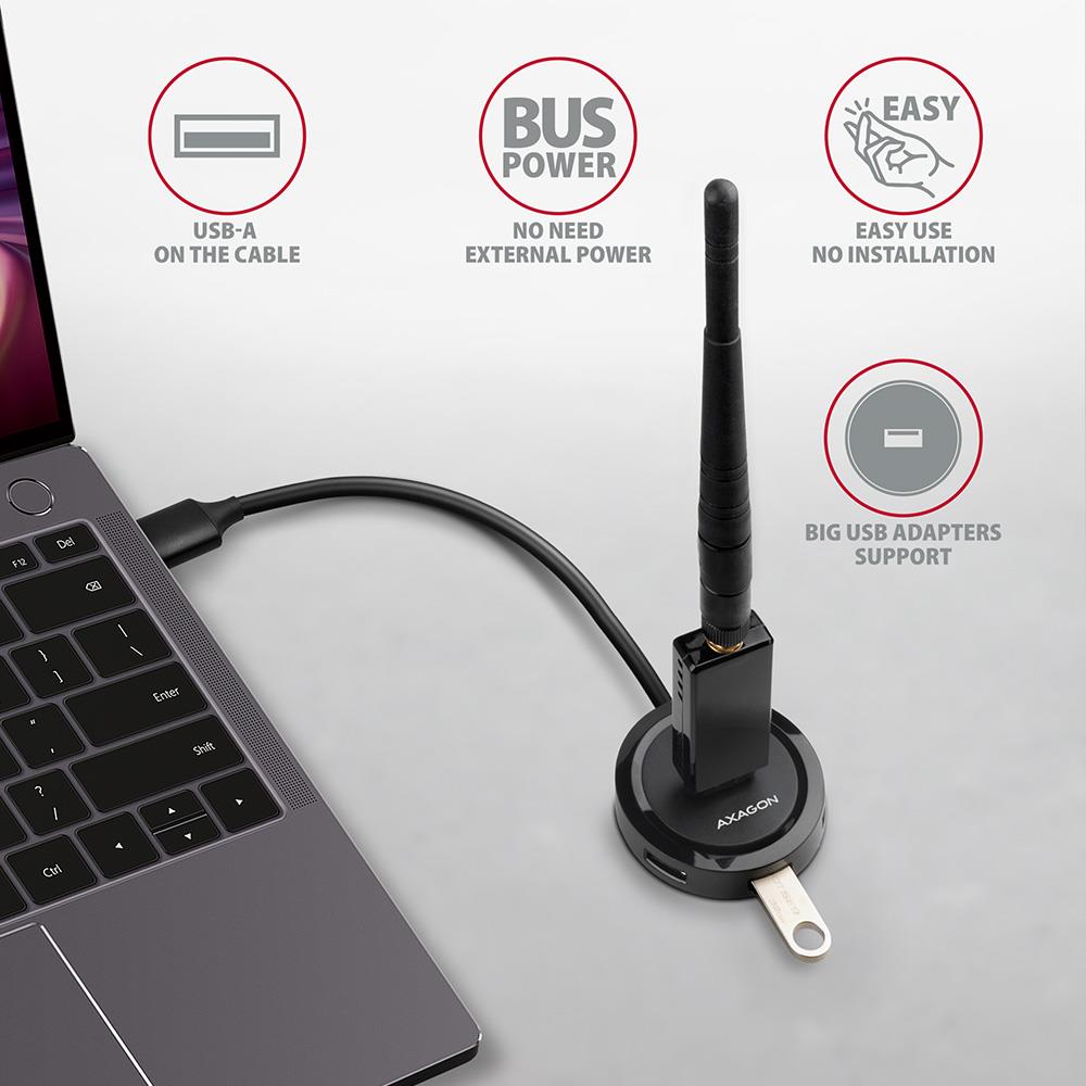 I/O HUB USB3.2 4PORT ROUND/0.3M HUE-P1A AXAGON - RPC.LT