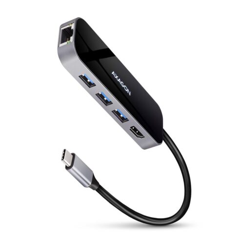 USB-C 6IN1 I/O HUB AXAGON HMC-6GL su HDMI ir Gigabit Ethernet