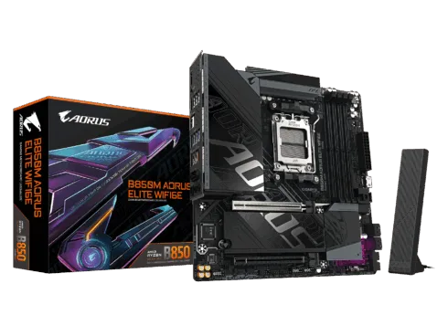 Gigabyte B850M A ELT WF6E | Processor family AMD | Processor socket AM5 | DDR5 | Supported hard disk drive interfaces SATA, M.2 | Number of SATA connectors 4