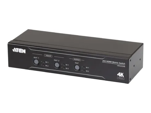 Aten 2x2 True 4K HDMI Matrix Switch with Audio De-Embedder   VM0202HB