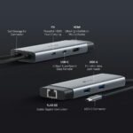 I/O HUB USB-C 6PORT/UH6120C TP-LINK iš šono, rodo prievadų išdėstymą