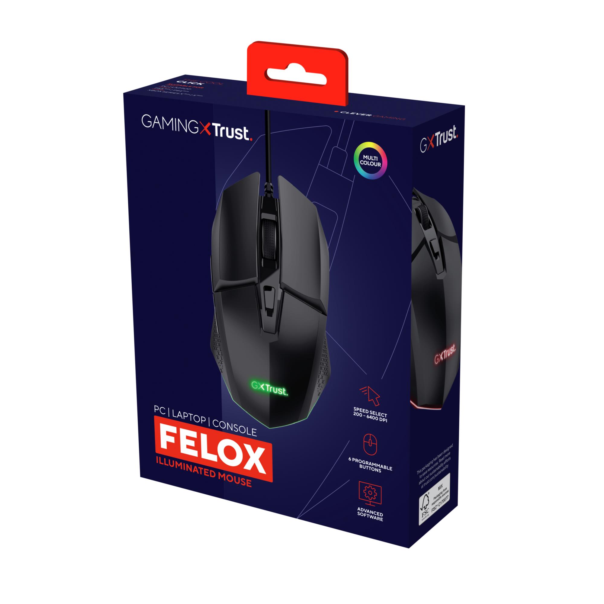 4848322c-a583-4e6a-870e-6333d9bc56ab MOUSE USB OPTICAL GAMING BLACK/GXT 109 FELOX 25036 TRUST