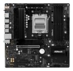 ASROCK B850 SAM5 Micro-ATX motininė plokštė, šoninis vaizdas su prievadų išdėstymu