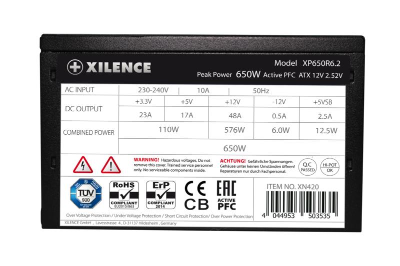 48cf9f55-1691-49a4-bdcc-dde97f9c6054 Power Supply XILENCE Performance C+ XP650R6.2 650 Watts Efficiency 80 PLUS PFC Active XN421BULK