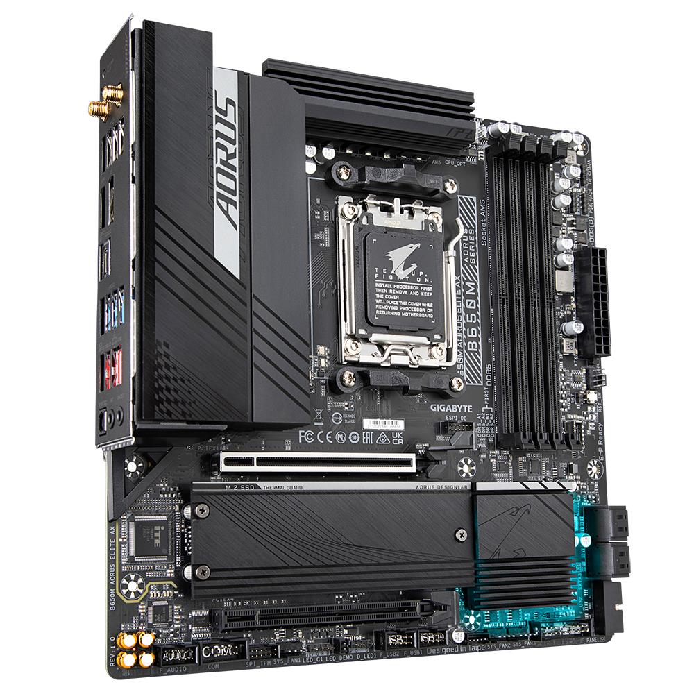 4a1d97d0-a5ac-4139-b45c-143cf728cc61 Mainboard GIGABYTE AMD B650 SAM5 Micro-ATX Memory DDR5 Memory slots 4 2xPCI-Express 4.0 16x 2xM.2 1xHDMI 1xDisplayPort 4xUSB 2.0 7xUSB 3.2 1xUSB-C 1xOptical S/PDIF 1xRJ45 2xAudio port B650MAORUSELITEAX1.3