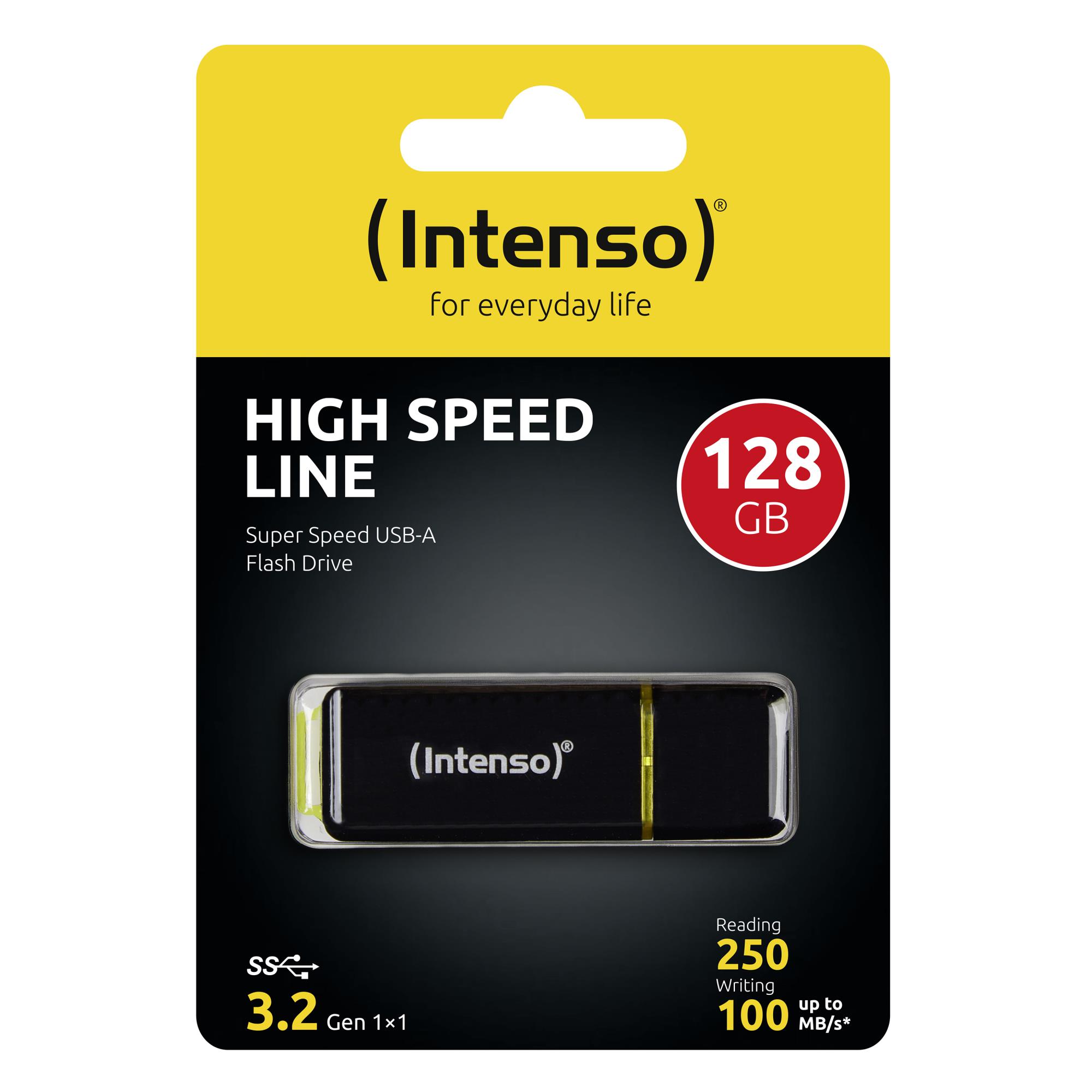 4a2ee81c-0872-4b91-b627-17f14830eccd USB atmintinė Intenso 128GB, matoma iš šono su uždengimu