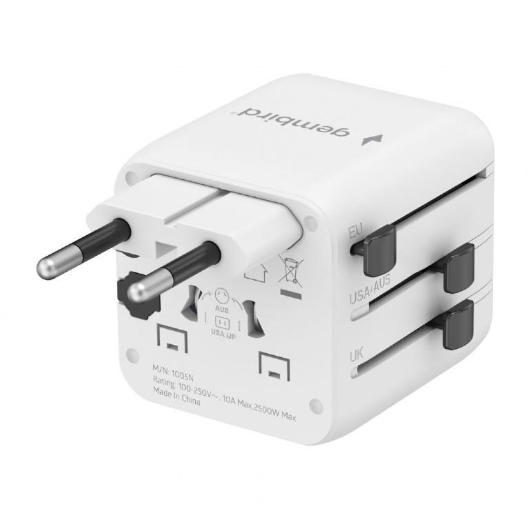 4a6ee070-48be-41cd-b96a-b7ed5cb1466d Gembird TPA-INT-01-W Universal travel power adapter, white | Gembird