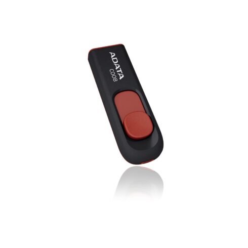 A-DATA 16GB USB atmintinė juoda ir raudona, su slydimo jungtimi
