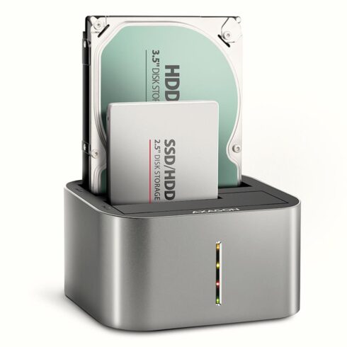 SSD dokas AXAGON ADSA-DC su USB-C ir DUAL 2.5"/3.5" palaikymu