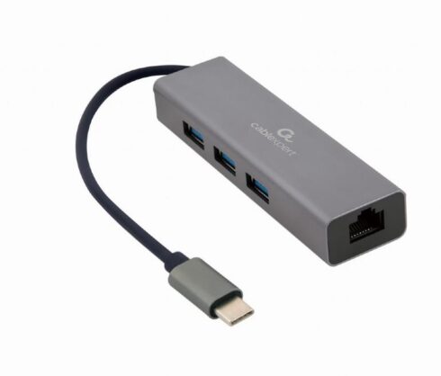 USB-C į RJ45 LAN adapteris su 3-port USB 3.1 hub
