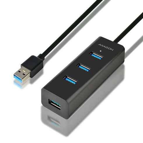AXAGON HUE-S2BL USB 3.0 4-port hub su 1.2 m ilgio kabeliu