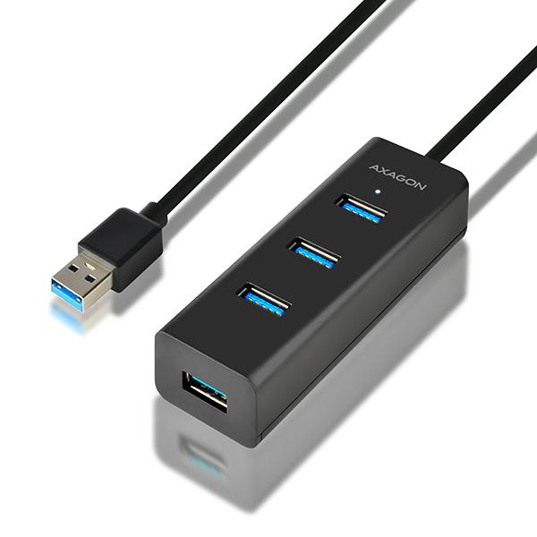 54643178-e157-4557-93f2-b9aa59277402 AXAGON HUE-S2BL USB 3.0 4-port hub su 1.2 m ilgio kabeliu