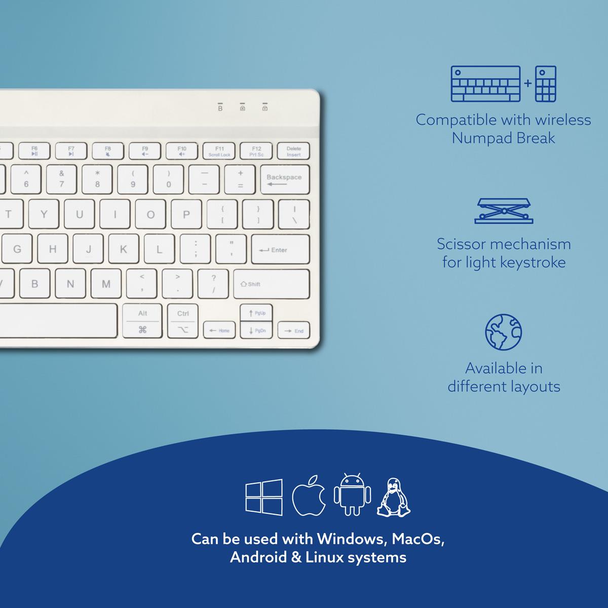5493ccf5-1376-4340-b5f3-e20d93cbbbf3 KEYBOARD WRL COMPACT BREAK/WHITE RGOCOUSWLWH R-GO TOOLS