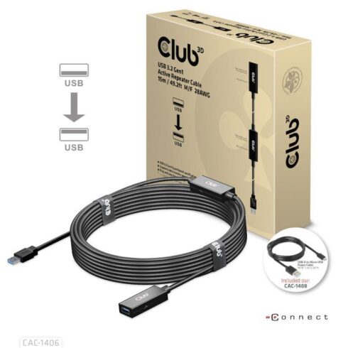 USB 3.2 aktyvus kartotuvas 15m M/F, modelis CAC-1406