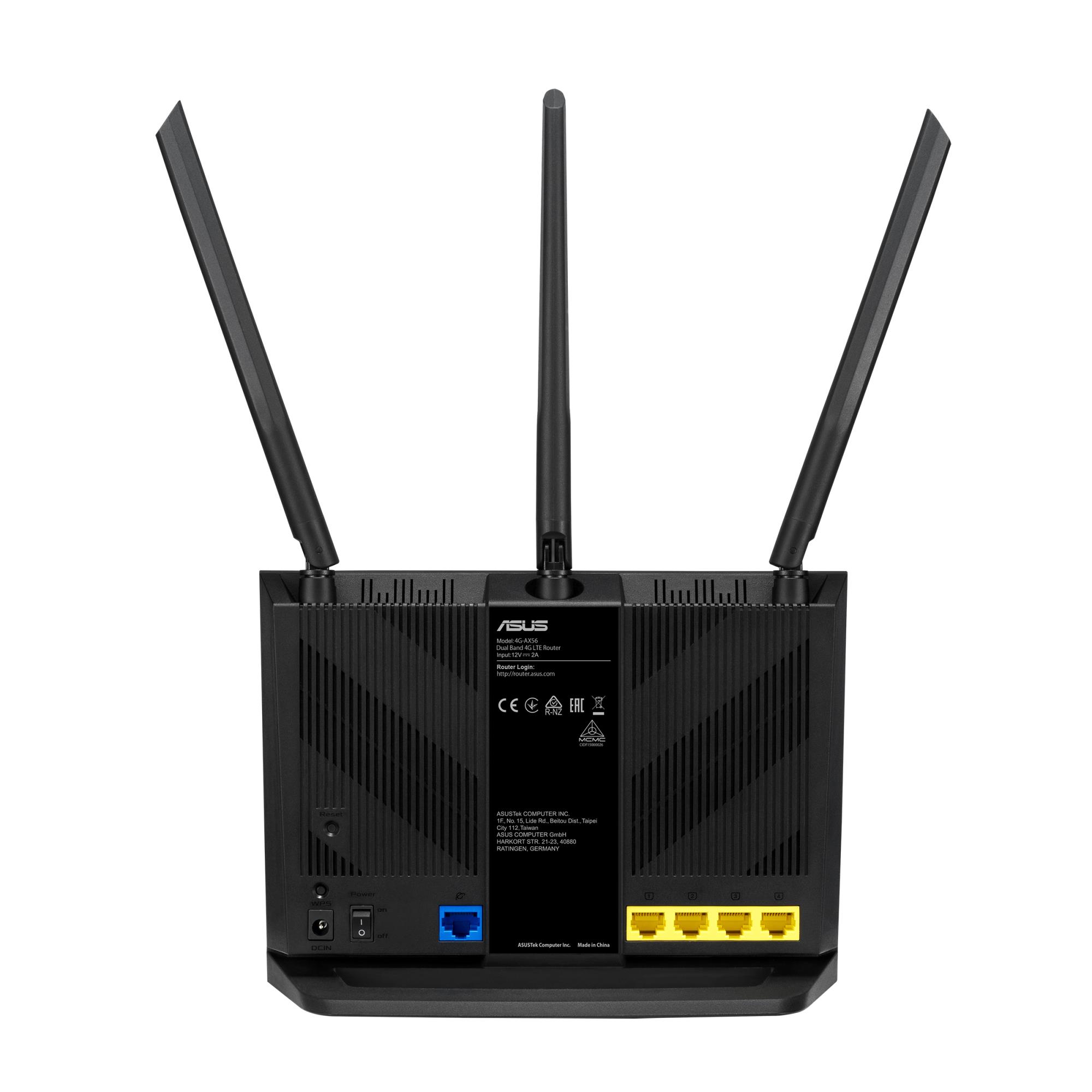 5b12dcc3-7d9b-469f-806b-b89c64d2c397 Wireless Router ASUS Wireless Router 1800 Mbps Wi-Fi 5 Wi-Fi 6 1 WAN 4x10/100/1000M Number of antennas 4 4G-AX56