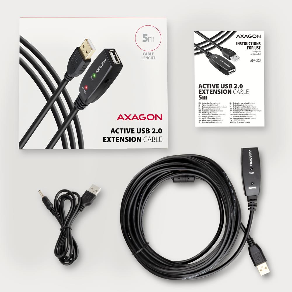 5bc020e3-f3b3-43b7-b1d4-1e197c231fad CABLE USB2.0 A-M/A-F ACTIVE/5M ADR-205 AXAGON
